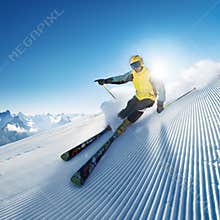 Skier in high mountain