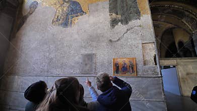 Istanbul, Turkey - January 8, 2020: Christian icons of the Hagia Sophia.