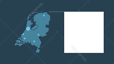 Netherlands map animation with map of Europe, cities and text placeholder