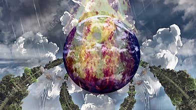 Burning Earth in surreal nature