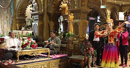 Traditional Uyghur dancer and musicians, Kashgar, China