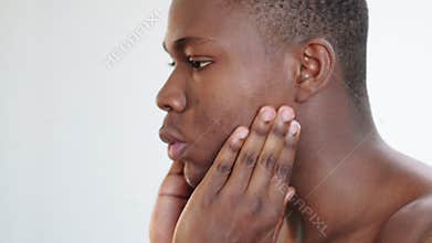 Man skincare male grooming guy moisturizing face