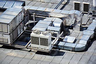 HVAC - heating ventilation and air conditioning system on building rooftop