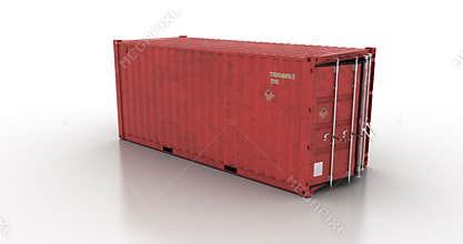 Around cargo shipping container on white background