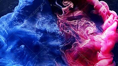 Ink water explosion harmony balance blue pink