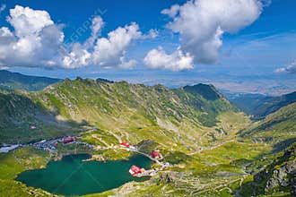 Balea glacier lake seen from above