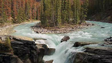 Sunwapta waterfalls on the icefield parkway Jasper Canada
