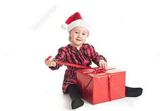 Little girl with xmas gift