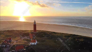 Texel lighthouse during sunset Netherlands Dutch Island Texel