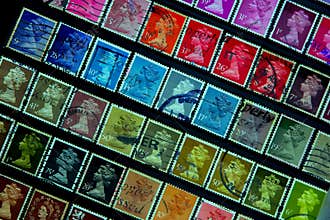 Close up of stamps of united kingdom