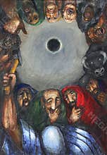 Crucifixion: Jesus is nailed to the cross, 11th Stations of the Cross in St. Stephen`s church in Wasseralfingen,