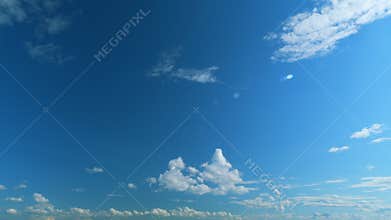 Nature Of Blue Sky With Clouds In Morning. Blue Sky Background With Clouds. Blue Sky With White Clouds. Timelapse.