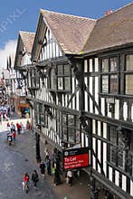 Tudor buildings in Eastgate street. Chester. England