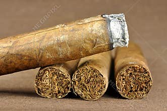 Brown cigar burned