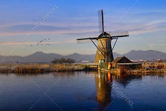 Dutch rural landscape at the early morning lights