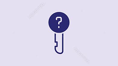 Blue Undefined key icon isolated on purple background. 4K Video motion graphic animation