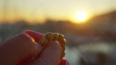 Buddhism, the rosary in the hands of man