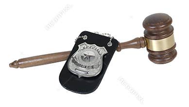 Police Badge and Gavel