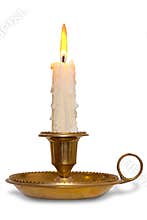 Candle in brass holder