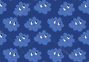 Retro summer cartoon seamless sun and rainbow and clouds pattern for wrapping paper and kids clothes print