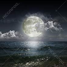Moon reflecting in a lake