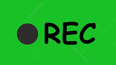 Video Camera recording, blinking record button Green screen motion graphic effects.