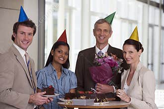 Business colleagues at office party