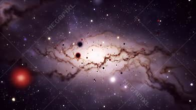 Dynamic Cosmic Nebula: Ethereal Swirling Gas, Twinkling Stars, and Mysterious Dust Clouds in Deep Space