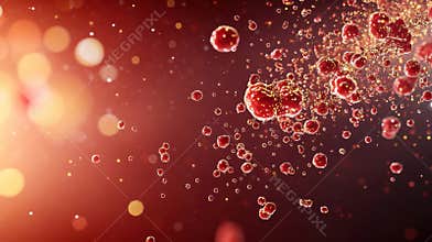 Luxurious Exosomes in Rich Burgundy Fluid with Subtle Golden Highlights