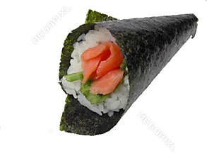 Hand roll salmon sushi