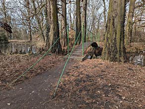 Suspension bridge in the garden of a castle
