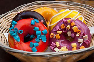 Colorful donuts different flavour