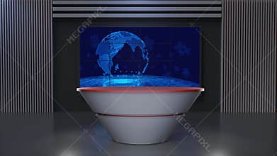 3D Virtual TV Studio News, Backdrop For TV Shows .TV On Wall.3D Virtual News Studio Background