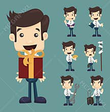 Set of businessman characters poses
