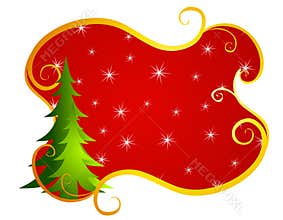 Red Swirls Christmas Tree Background