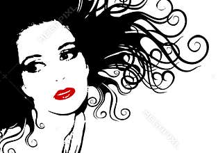 Black and White Female Face Silhouette Outline