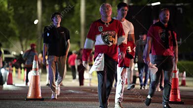 2025 Florida Panthers champions. People leaving the game