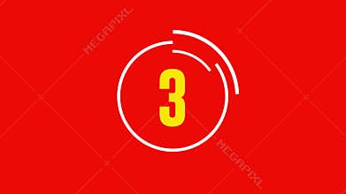 Countdown 5 to 0 Circle Stamp Animation on Red Background – Bold Timer Video