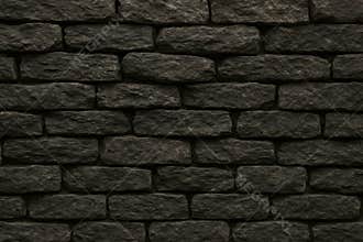 Textured dark stone brick wall surface with subtle reddish hue accentuating rough material construction