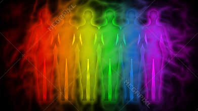 Rainbow people - rainbow silhouettes of human aura
