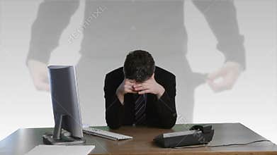 Businessman frustrated about a financial damage