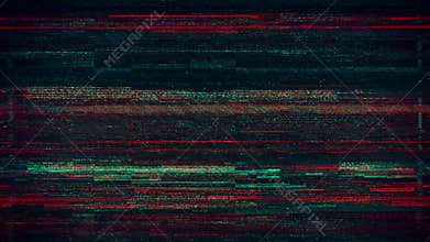 Digital Glitch TV Noise Effect with Red and Green Distorted Lines