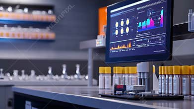 A closeup of a quality control station featuring AR data showing defect rates and inspection requirements with