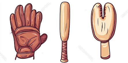 modern softball sport baseball bat glove cartoon scarf isolated repeat wallpaper tile background illustration doodle