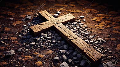 Wooden Cross And Ashes Ash Wednesday