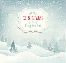 Retro holiday christmas background with winter lan