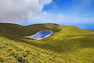 Lake Lagoa da Rosada in geological park in PIco island Azores, Portugalia