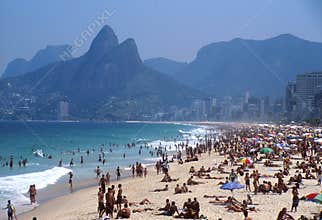 Tourists on Ipanema beach