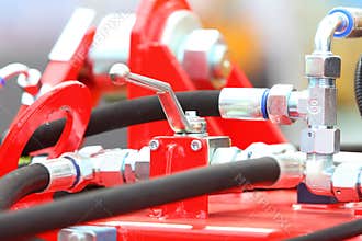 Hydraulic connections of a machinery industrial detail