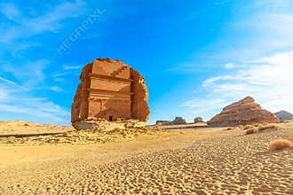 Qasr al farid the largest tomb in hegra dominating the desert landscape